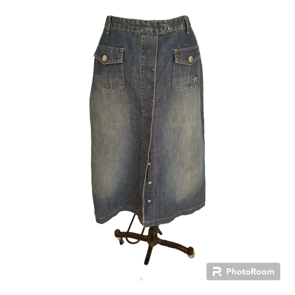 RARE VTG Donaldson The Walt Disney Co. Denim Midi Length Denim Skirt Sz 6 /40 - Picture 4 of 12